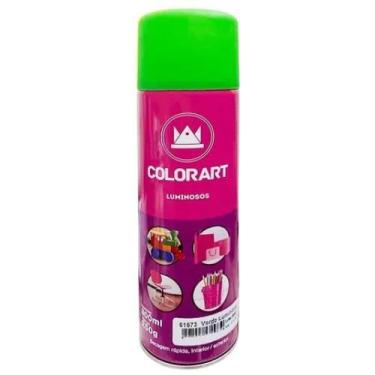 Imagem de Tinta Spray Colorart Luminosa Cor Verde Fluorescente Uso Geral Secagem