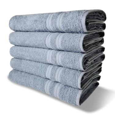 Imagem de Kit 10 Toalhas Banho Gigante Itália Soft 100% Algodão Grossa Luxo Azul Claro