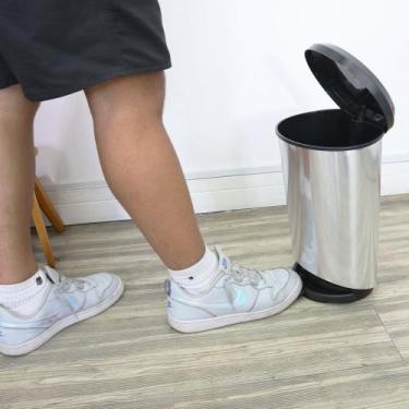 Imagem de Lixeira com Pedal Label Prata 10 Litros - Fullcommerce