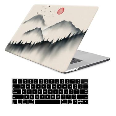Imagem de Compatível com MacBook Air 13 polegadas 2022 2021 2020 2019 2018 versão A2337 M1 A2179 A1932 Retina Display Touch ID, Funut capa rígida de plástico fosco elegante + capa de teclado, Ink Mountain