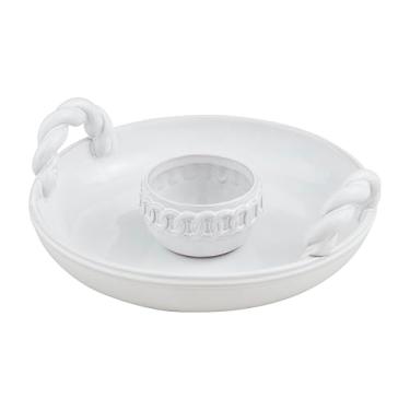 Imagem de Mud Pie Conjunto de cavacos e cavacos com alça de diâmetro de 8,5 cm x 28 cm, branco