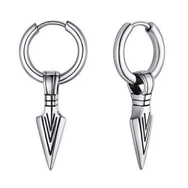 Imagem de FaithHeart Brincos Viking Thors de martelo/machado/cabeça de lança para mulheres e homens de aço inoxidável/banhado a ouro 18 K, embalagem de presente, Aço inoxidável, Sem pedras preciosas