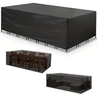 Imagem de Conjunto de móveis de jardim ao ar livre cobre à prova d'água 250x190x75cm/CxLxA Cobertura de mesa de pátio Capas de sofá de tecido Oxford resistentes, à prova de vento, anti-UV, retangular,
