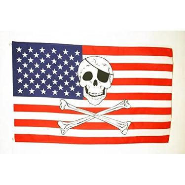 Imagem de AZ FLAG - Bandeira pirata dos EUA 3' x 5' - EUA - Bandeiras americanas 90 x 150 cm - Banner 3 x 1,5 m - Drapeau USA Pirate
