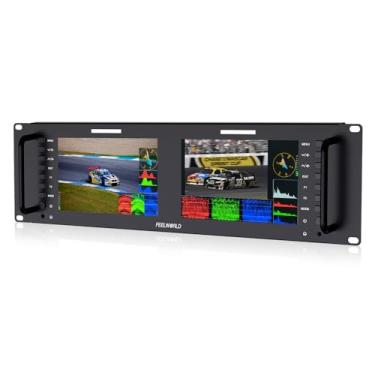 Imagem de FEELWORLD D71 Dual 7 Polegada 3Ru Transmissão Sdi Monitor de Montagem Em Rack Ips 1280X800 Hd Tela Lcd 3G Sdi Hdmi Av Entrada e Saída