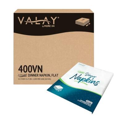 Imagem de Morcon Guardanapos de papel Valay 400VN com sensação de linho para eventos e restaurantes, jantares de luxo ou casamentos, guardanapos de jantar de papel branco duráveis e absorventes descartáveis,