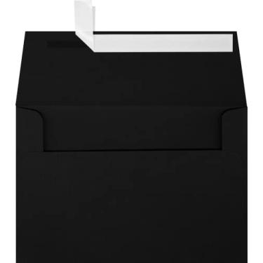 Imagem de Envelopes para convites LUXPaper A4 para cartões 10 x 15 cm em linho preto, envelopes para impressão para convites, pacote com 50, tamanho envelope 10 x 15 cm (preto)