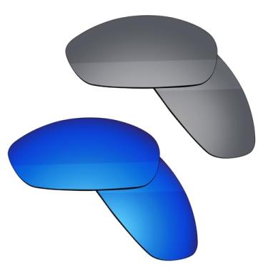 Imagem de Boldbright Lentes de substituição compatíveis com óculos de sol Oakley Juliet - Titânio + Azul espelhado revestido
