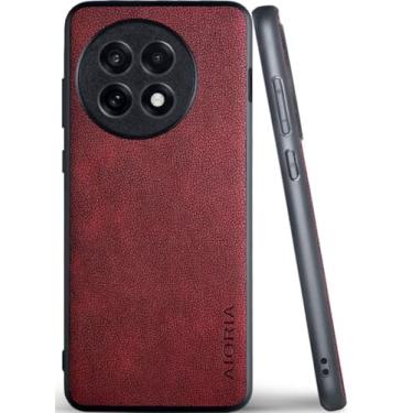 Imagem de AIORIA Capa para Oneplus 13 capa de couro PU premium design retrô capa protetora completa para telefone Oneplus 13 5G (vermelho, para Oneplus 13R)