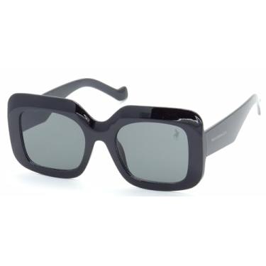 Imagem de Óculos de Sol Feminino Polo London Club Quadrado Fashionista, Proteção UVA/UVB - Kit contém estojo (Preto)