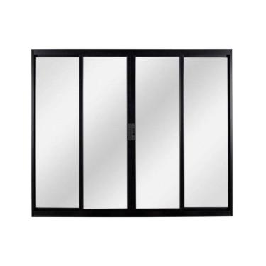 Imagem de Janela 4 folhas 1,20x2,00 sem grade no alumínio preto