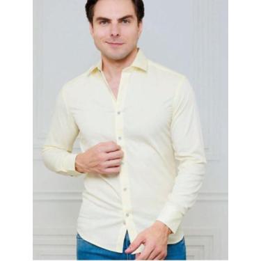 Imagem de Camisa Social Masculino Slim Fit Executivo - I.Con, Bege, 1