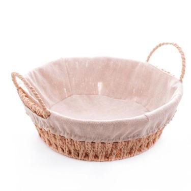 Imagem de Cesta oval de rattan para pães c/forro em tecido 24cm - wolff