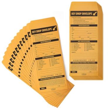 Imagem de Envelopes Key Drop 500 ct | Envelopes de chave noturnos para reparo de automóveis | Suprimentos de loja automotiva para mecânico de serviço de carro
