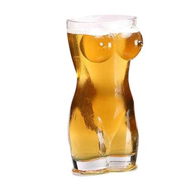 Imagem de Beer Glass,14oz Beer Mugs For Freezer,Sexy Naked Miss & Muscle Man Clear Glass Cups Unique Bar Glasses Sexy Body Wine Glasses Drinking Glasses, Body Shaped Wine Glass (Miss)
