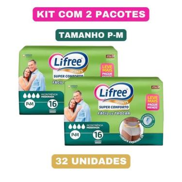 Imagem de Kit c/ 2 pacotes Fralda Calça Super Conforto Geriátrica Lifree P/M com