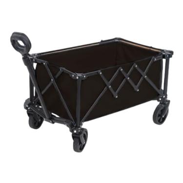 Imagem de carroça Carrinho de vagão espaçoso com rodas, vagão utilitário dobrável para mercearia todo-o-terreno, vagão de jardim com alça ajustável dobrável