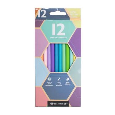 Imagem de Lápis De Cor Redondo 12 Cores Pastel - Bee Unique