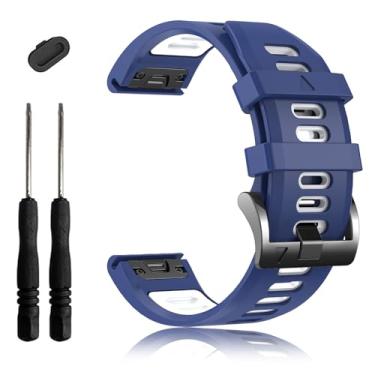 Imagem de EZMVZKU Pulseiras de relógio de ajuste rápido de 26 mm para Fenix 8 AMOLED 51 mm/Fenix 7X/7X Pro/6X/6X Pro/5X Plus/3 HR, pulseiras esportivas de silicone compatíveis com Garmin Enduro 3/2/Descent Mk3i