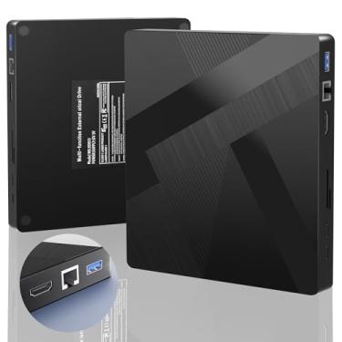 Imagem de Drives Blu ray externos, gravador Bluray de 40 Gbps com porta HDMI/LAN, gravador externo Bluray suporta disco de 100 G R/W Blueray/DVD externo para PC, Windows, Linux, MacOS