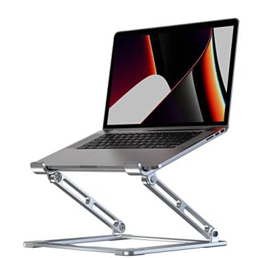 Imagem de Suporte de laptop para mesa, suporte ajustável para laptop com suporte de computador ajustável com altura multiângulo ajustável para MacBook Air/Pro e mais notebooks 10 a 17,3 polegadas, prata