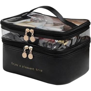 Imagem de Necessaire de Viagem Transparente Dois Andares com Zíper Organização M