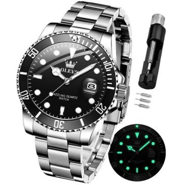 Imagem de Relógio OLEVS de luxo em aço inoxidável impermeável para homens