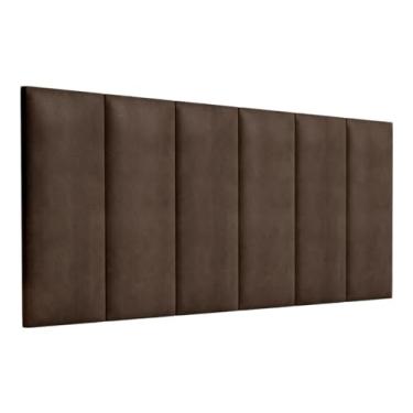 Imagem de Cabeceira Lisa Modulada Suspensa Embutida Parede Estofada Macia Suede Cama Box Casal Quarto 1.40 - Marrom