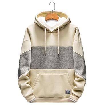 Imagem de WPJ Casaco masculino novo pulôver com capuz jaqueta casual masculina (cor: cáqui, tamanho: XXXX-grande)