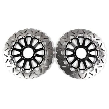 Imagem de 1 par de discos de freio dianteiros flutuantes compatíveis com Ducati Desmosedici 1000RR 2008-2009, 1198 2009-2011, Streetfighter 1100 2009-2011, peças pretas de acessórios para motocicletas