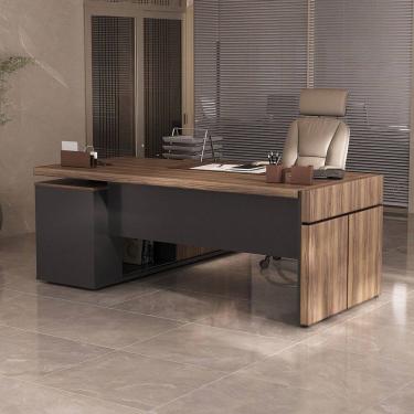 Imagem de Mesa para Escritório Diretoria Tamburato Connect 2 Portas Nogal/Preto - Artany Móveis