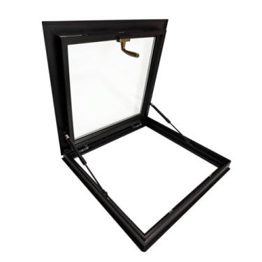 Imagem de Claraboias e janelas de telhado; claraboia - quadrada/retângulo; claraboias de telhado; claraboia montada na divisória de ventilação manual, liga de alumínio + claraboia de vidro duplo (tamanho 5)