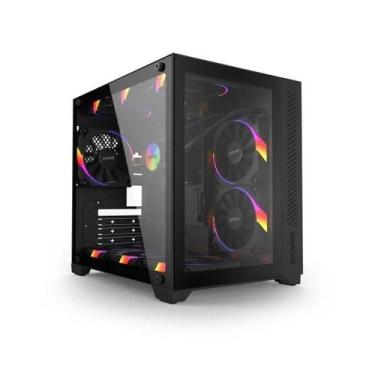 Imagem de Gabinete Gamer Forcefild Black Vulcan - Frontal e latera em vidro - PC