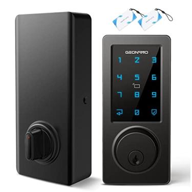Imagem de Fechadura de porta de entrada sem chave, fechadura inteligente com aplicativo Bluetooth, teclado eletrônico, cartão IC, chaves, segurança à prova d'água, fácil instalação, ideal para casa,
