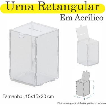 Imagem de Urna ACRILICO Sorteio Caixa Sugestão RETANGULAR 20 X 15 CM - INDÚSTRIA