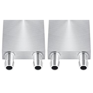 Imagem de Bloco de resfriamento de água 40 x 40 mm de alumínio para dissipador de calor líquido de água fria Prata para dissipador de calor de radiador de CPU (pacote com 2)