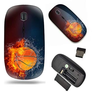 Imagem de Mouse sem fio fino de 2,4 G com nano receptor, mouse óptico móvel portátil para notebook, PC, laptop, computador, MacBook - Water and Fire Basketball
