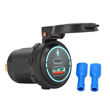 Imagem de Grcfumo 12v tipo c tomada de carro r, tomada usb à prova d' água carregamento rápido, adaptador de tomada de porta usb para motocicleta barco rv atv