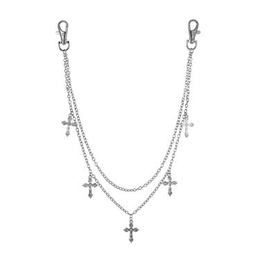 Imagem de ICE STAR Correntes masculinas estilo hip-hop – corrente de jeans elegante com gancho grande para roupas urbanas, Flor de lis prata de 4 mm, 22 Inches