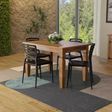 Imagem de Conjunto Mesa Madeira Maciça Marin Brasil 4 Cadeiras Sofia Preta Tramontina