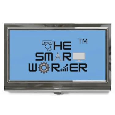 Imagem de THE SMART WORKER Porta-cartões de visita profissional, caixa de metal com interior de veludo, comporta 20 cartões, 8,9 x 5 cm, acabamento brilhante, Transparente.