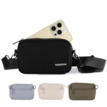 Imagem de augustnoa Pochete antifurto para homens e mulheres em creme, bolsa transversal com alça ajustável, bolsa de cintura impermeável feita de garrafas recicladas, bolsa de cinto moderna com vários bolsos,