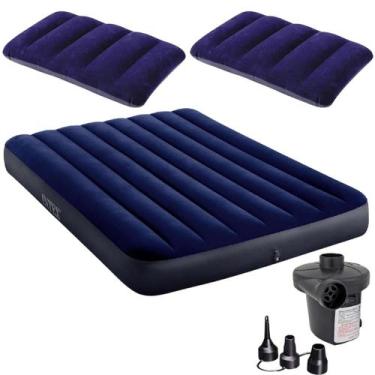 Imagem de Kit colchão inflável casal + 2 travesseiros + bomba elétrica - INTEX, 