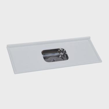 Imagem de Pia de Cozinha em Mármore Sintético com Cuba em Aço Inox 150cmx55cm Aj Rorato