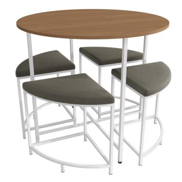 Imagem de Mesa Redonda 4 Bancos 90X76 cm LI038 Canela Branco KPB