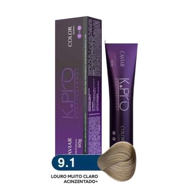 Imagem de Tintura Profissional k.pro Caviar Color 9.1 Loiro Muito Claro Acinzentado + 60g