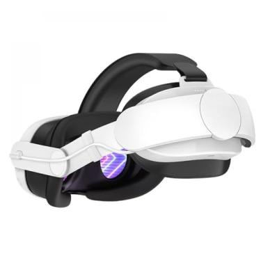 Imagem de Alça de cabeça VR com bateria integrada de 6000 mAh ergonômica, sistema de ajuste ajustável, durabilidade reforçada compatível com fone de ouvido Meta Quest 3/3S VR (branco)