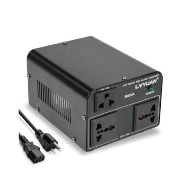 Imagem de LVYUAN Conversor de transformador de voltagem 800 Watt Step Up/Down Converter de 110-120 Volt para 220-240 Volt e de 220-240 Volt para 110-120 Volt com saídas 1 EUA, 2 saídas universais, disjuntor