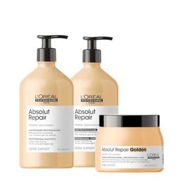Imagem de Kit L'Oréal Professionnel Absolut Repair Gold Quinoa Protein Shampoo Condicionador e Máscara G (3 produtos)