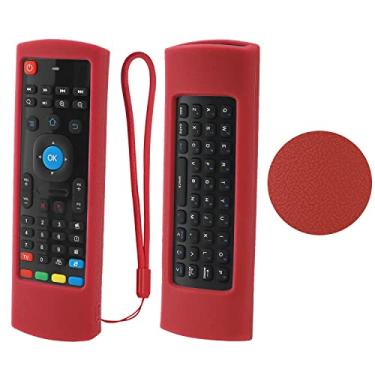 Imagem de Capa para controle remoto Air Mouse MX3 Pro, capa protetora de silicone para controle de ar MX3 2.4G, à prova de choque, antiperda com alça (vermelha)